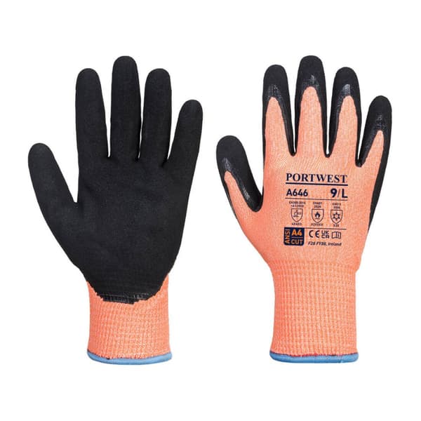 Vis-Tex Winter HR skærebestandig nitrilhandske - Orange/Sort XXXL