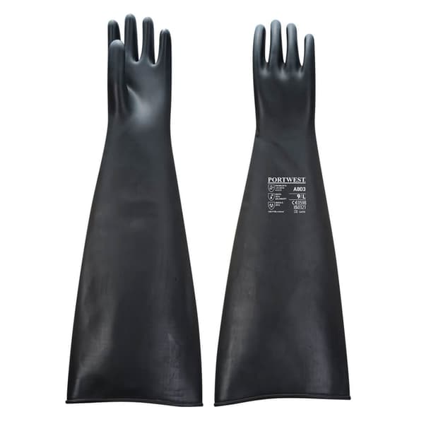 Kraftig latexhandske 600 mm - Sort XXL
