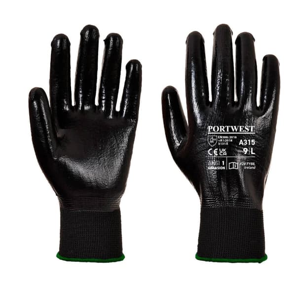 All-Flex Grip Nitrilbelagt Handske - Sort XXL