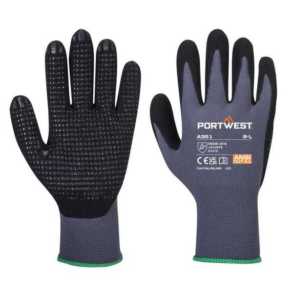 Dermiflex Plus Handske - Grå/Sort S