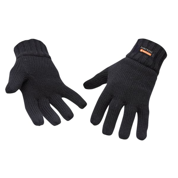 Strikket handske med Insulatex-isolering - Sort