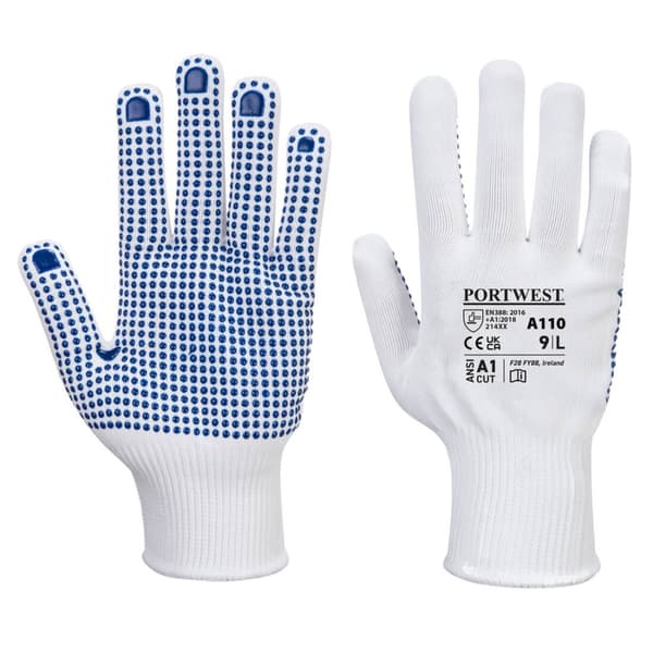 Polkka-nailon- ja pilkullinen hanska - Valkoinen/Sininen XXL