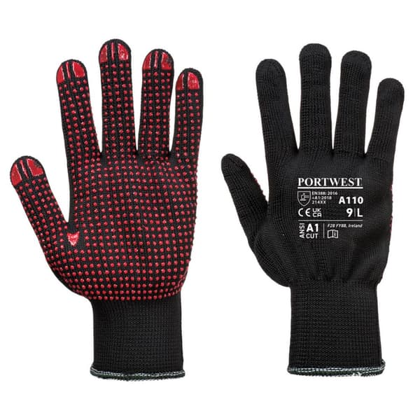 Polka Nylon og Plettet Handske - Sort XXS