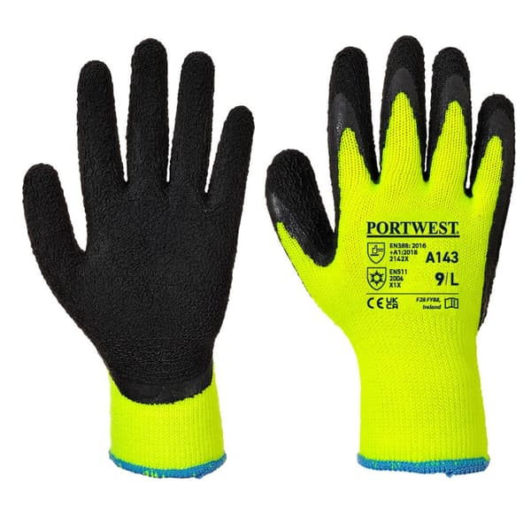 Termisk Soft Grip Handske - Gul/Sort XL
