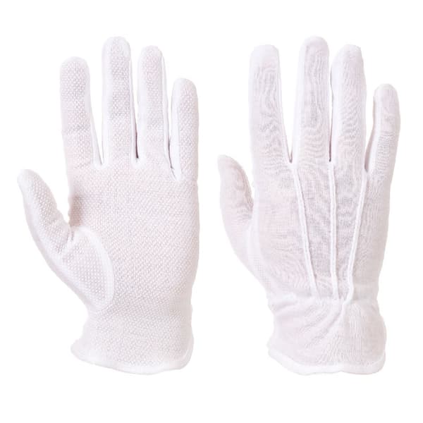 Handske med PVC-prikker - Hvid L