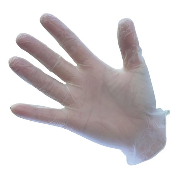 Pudrede engangshandsker i vinyl - Transparent M