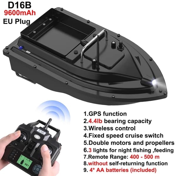 Smart Fiskebåd, Fjernbetjening GPS, Fiskefinder, D16B GPS 9600mah