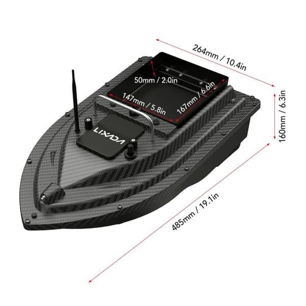 Trådlös fjärrkontroll för fiskebaitbåt, högpresterande utfodring, hållbar ABS-konstruktion,EU 5200mAh
