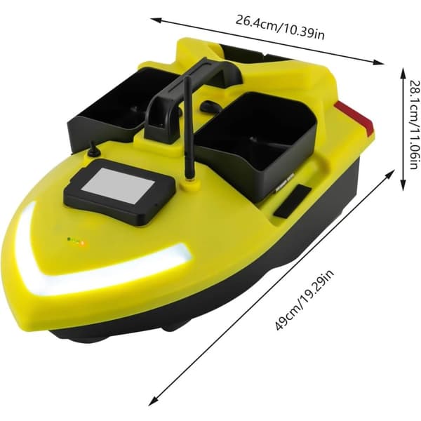 Fiskebåd med agn, GPS-funktion, 500 meters kontrolområde, belastningskapacitet,Gul