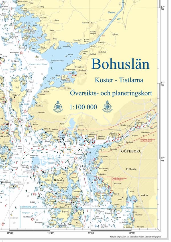Översiktskort Hydrographica HG93 Bohuslän, 62 x 89 cm, vikt till A4 (falsat)