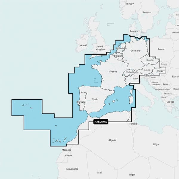 Elektroniskt sjökort Navionics Nav+ EU646L - Central- &amp; Västeuropa