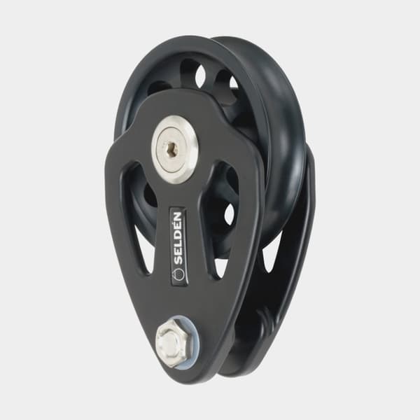 Enkelblock Seldén PBB 100, fast, glidlagrat, fästs med tamp, passar tampar Ø16 - 20 mm