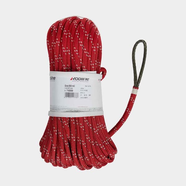 Fallina med naken splitsad Dyneema-ögla Robline Globe 5000 MK3, Dyneema SK38-kärna, 24-flätat polyester-hölje, röd Tamputförande: 40 meter x Ø12 mm