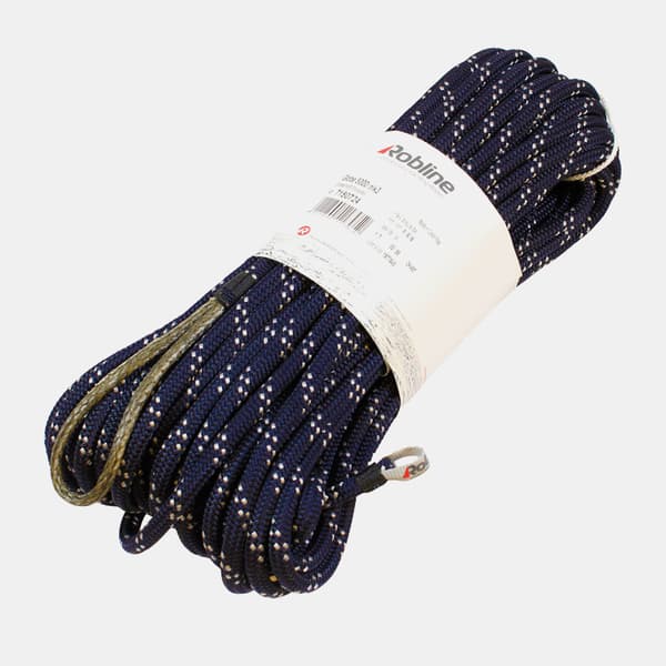 Fallina med naken splitsad Dyneema-ögla Robline Globe 5000 MK3, Dyneema SK38-kärna, 24-flätat polyester-hölje, blå Tamputförande: 30 meter x Ø8 mm