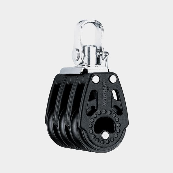 Trippelblock med schackel Harken Carbo Air 29 mm, fast/roterande, glidlagrat, passar tampar Ø4 - 8 mm