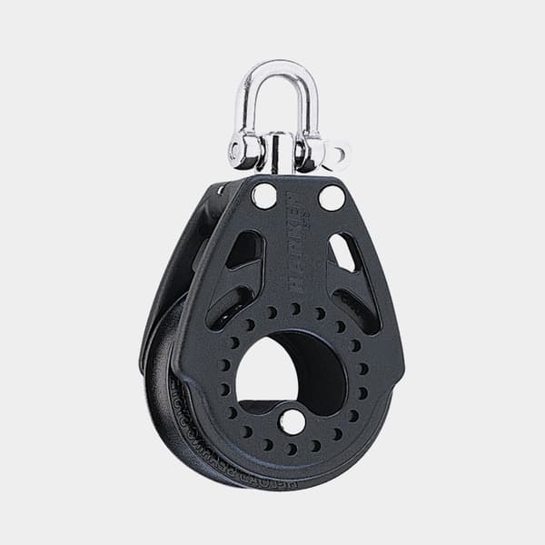 Enkelblock med schackel Harken Carbo Air 57 mm, roterande, glidlagrat, passar tampar Ø6 - 10 mm