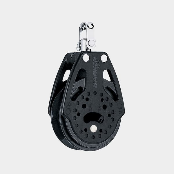 Enkelspärrblock med schackel Harken Carbo Air 57 mm, roterande, glidlagrat, passar tampar Ø6 - 10 mm
