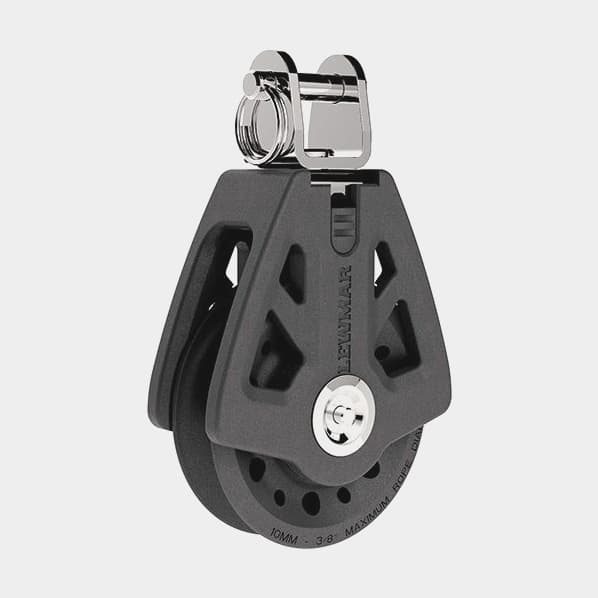 Enkelblock med toggel Lewmar Synchro 50, Ø5 mm, fast/roterande, glidlagrat, passar tampar Ø6 - 10 mm
