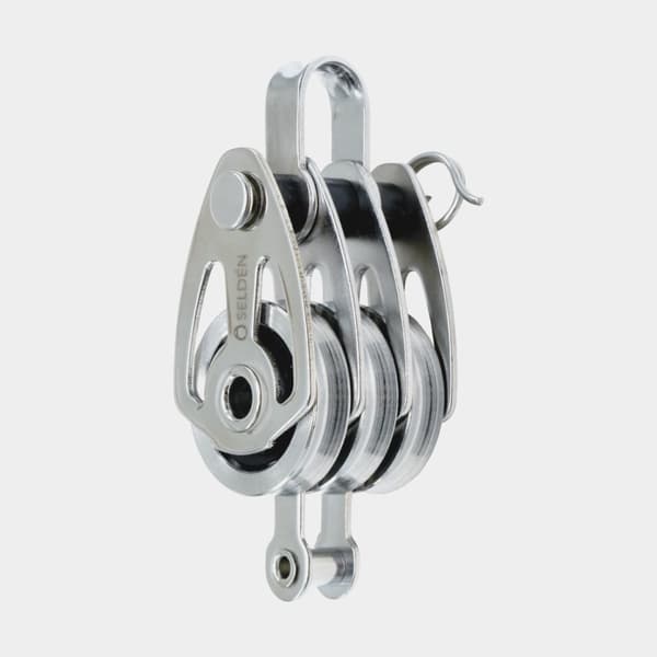 Trippelblock med schackel Seldén BBB 25, fast, kullagrat, med hundsvott, passar tampar Ø1 - 5 mm