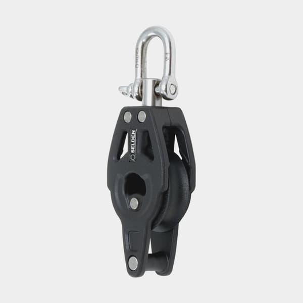 Enkelblock med schackel Seldén BBB 30, roterande, kullagrat, med hundsvott, passar tampar Ø4 - 8 mm