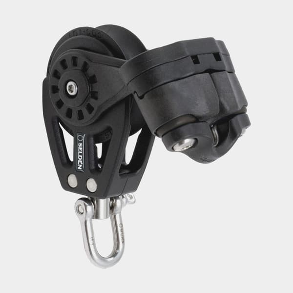 Enkelblock med schackel Seldén BBB 40, roterande, kullagrat, med skotlås, passar tampar Ø3 - 7 mm