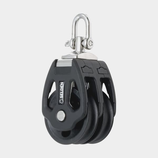 Dubbelblock med schackel Seldén RBB 60, roterande, rullagrat, passar tampar Ø8 - 12 mm