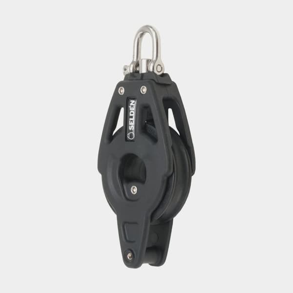 Enkelblock med schackel Seldén BBB 60 Heavy Duty, fast/roterande, kullagrat, med hundsvott, passar tampar Ø6 - 10 mm
