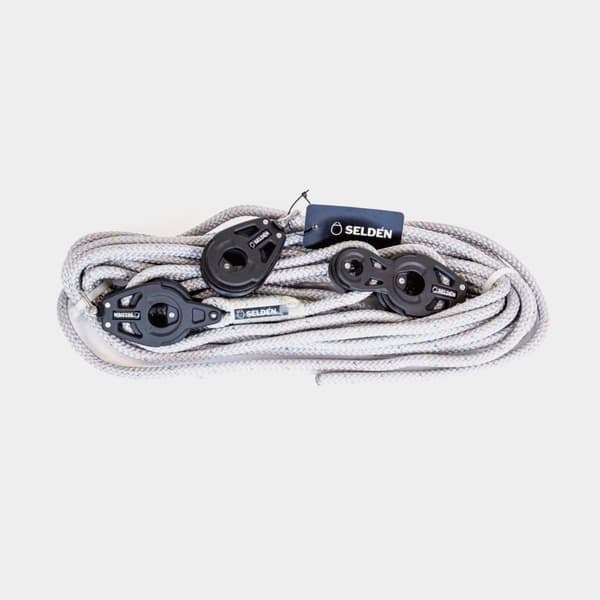 Kicktalja utan skotlås Seldén Tackle 4:1 BBB 60, Ø10 mm x 12 meter, 3 block