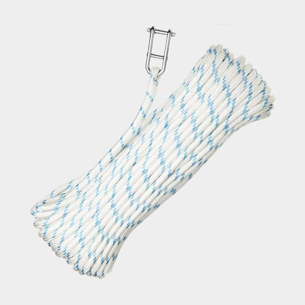 Storfall med insplitsat nyckelschackel NOCK Örskär, polyester-kärna, 32-flätat polyester-hölje, vit/blå Tamputförande: 30 meter x Ø8 mm