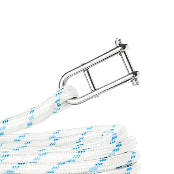 Storfall med insplitsat nyckelschackel NOCK Örskär, polyester-kärna, 32-flätat polyester-hölje, vit/blå Tamputförande: 30 meter x Ø8 mm