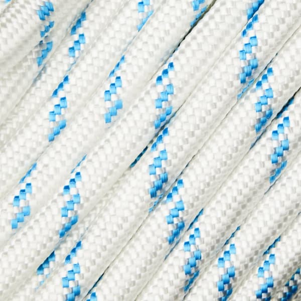 Storfall med insplitsat nyckelschackel NOCK Örskär, polyester-kärna, 32-flätat polyester-hölje, vit/blå Tamputförande: 30 meter x Ø8 mm