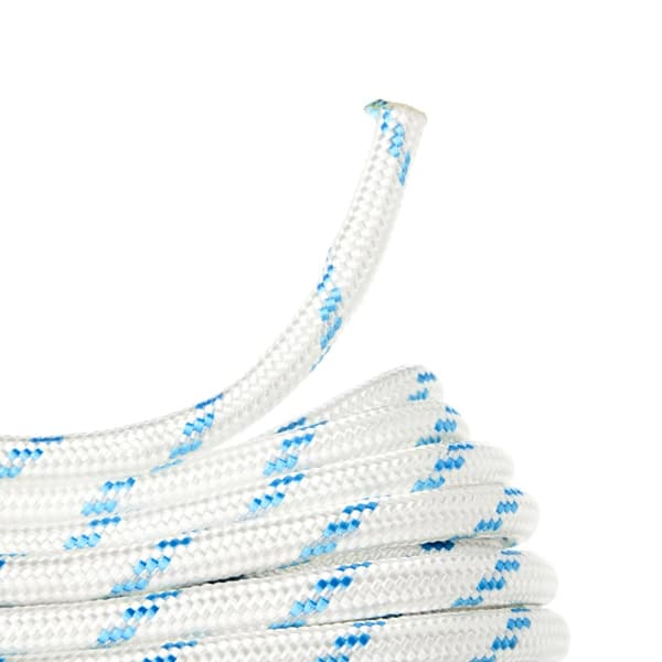 Storfall med insplitsat nyckelschackel NOCK Örskär, polyester-kärna, 32-flätat polyester-hölje, vit/blå Tamputförande: 30 meter x Ø8 mm