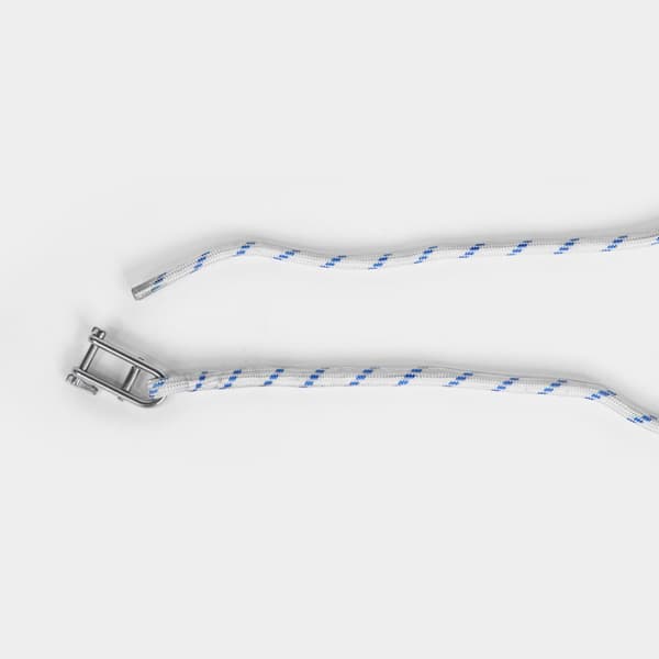 Storfall med insplitsat nyckelschackel NOCK Örskär, polyester-kärna, 32-flätat polyester-hölje, vit/blå Tamputförande: 30 meter x Ø8 mm