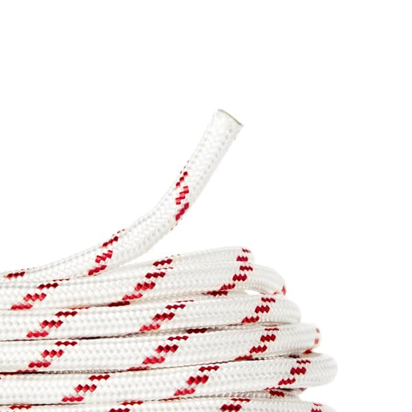 Storfall med insplitsat nyckelschackel NOCK Örskär, polyester-kärna, 32-flätat polyester-hölje, vit/röd Tamputförande: 40 meter x Ø10 mm