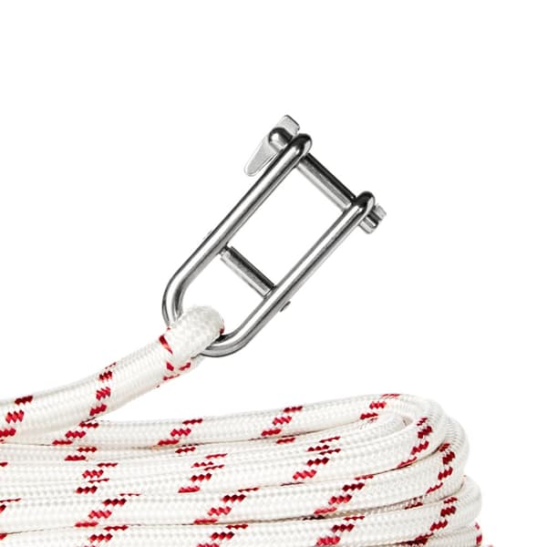 Storfall med insplitsat nyckelschackel NOCK Örskär, polyester-kärna, 32-flätat polyester-hölje, vit/röd Tamputförande: 45 meter x Ø12 mm