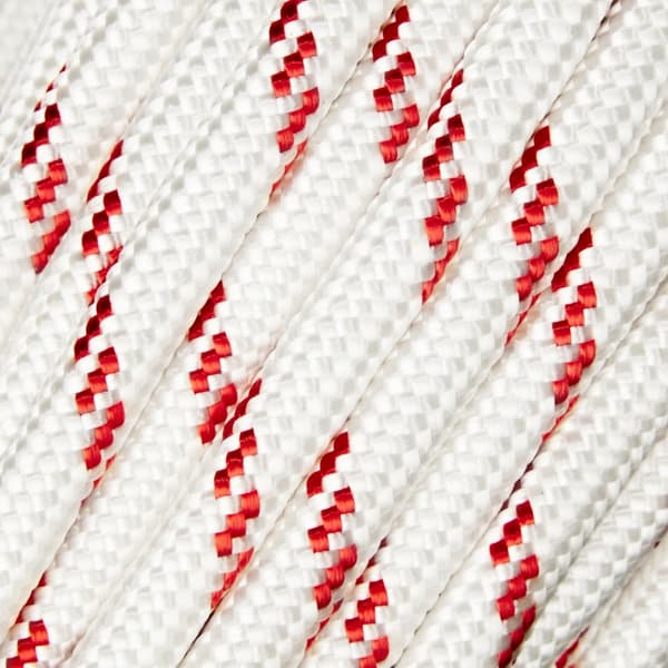 Storfall med insplitsat nyckelschackel NOCK Örskär, polyester-kärna, 32-flätat polyester-hölje, vit/röd Tamputförande: 45 meter x Ø12 mm