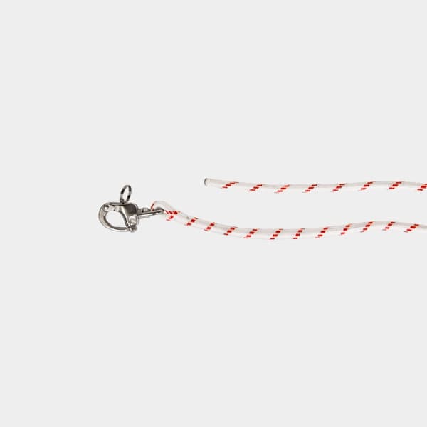 Fallina med insplitsad skothake NOCK Örskär, polyester-kärna, 32-flätat polyester-hölje, vit/röd Tamputförande: 30 meter x Ø8 mm