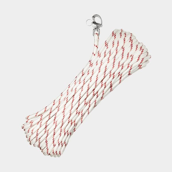 Fallina med insplitsad skothake NOCK Örskär, polyester-kärna, 32-flätat polyester-hölje, vit/röd Tamputförande: 45 meter x Ø12 mm