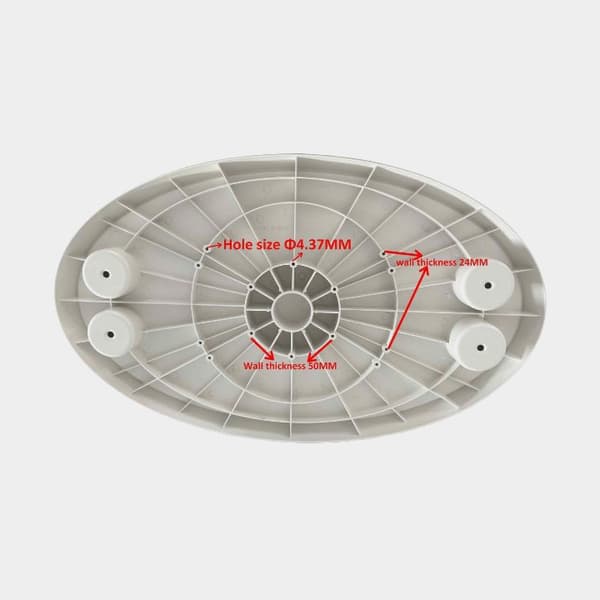 Bordsskiva i plast Springfield, oval, 77 x 46 cm, med 4 st dryckeshållare