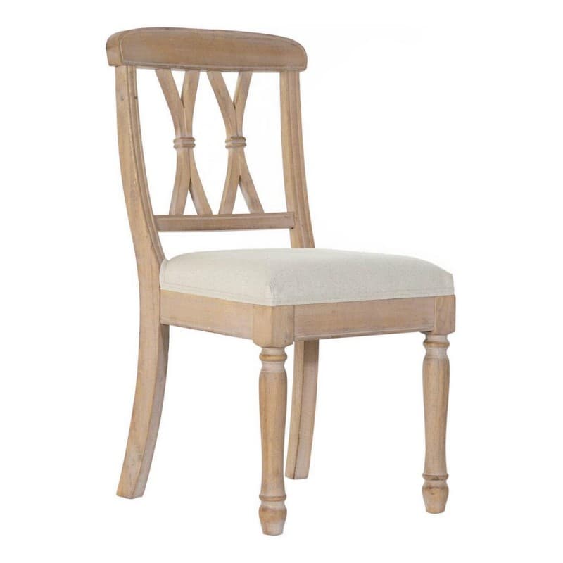 Stol DKD Home Decor linne Gummiträ (43 x 47 x 89 cm)