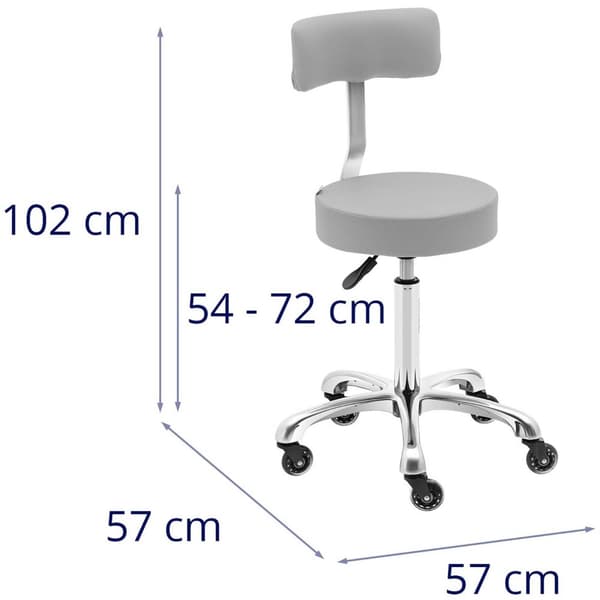 physa Rullpall med ryggstöd - 540–720 mm - Ljusgrå