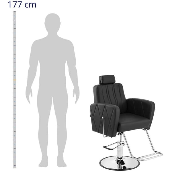 physa Frisörstol med fotstöd - 990–1140 mm - 200 kg - Svart, Silver