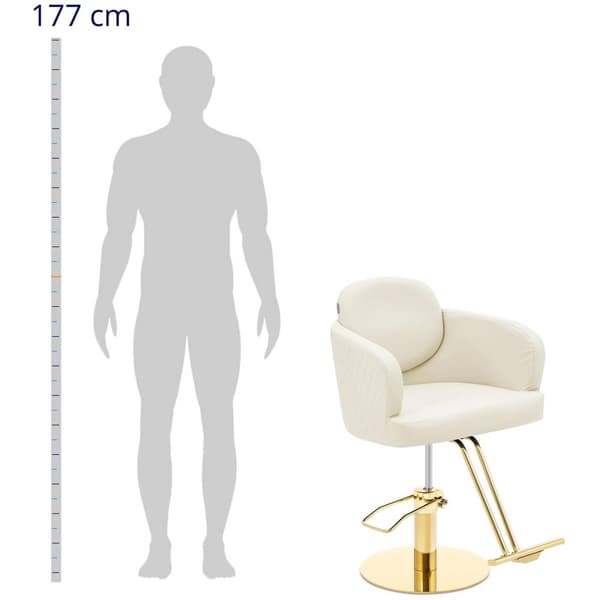 physa Frisörstol med fotstöd - 870–1020 mm - 200 kg - Cremefärgad / Golden
