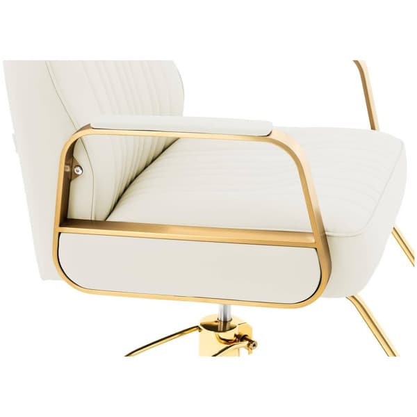 physa Frisörstol med fotstöd - 920–1070 mm - 200 kg - Creme / Guldfärgad