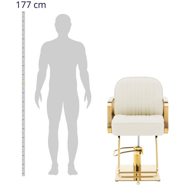 physa Frisörstol med fotstöd - 920–1070 mm - 200 kg - Creme / Guldfärgad