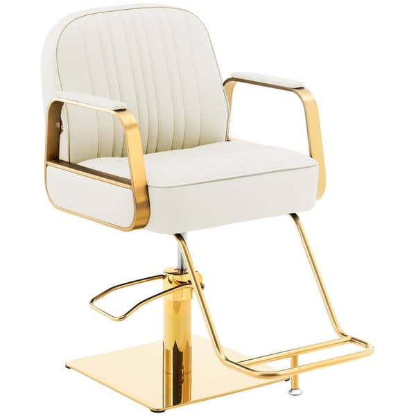 physa Frisörstol med fotstöd - 920–1070 mm - 200 kg - Creme / Guldfärgad