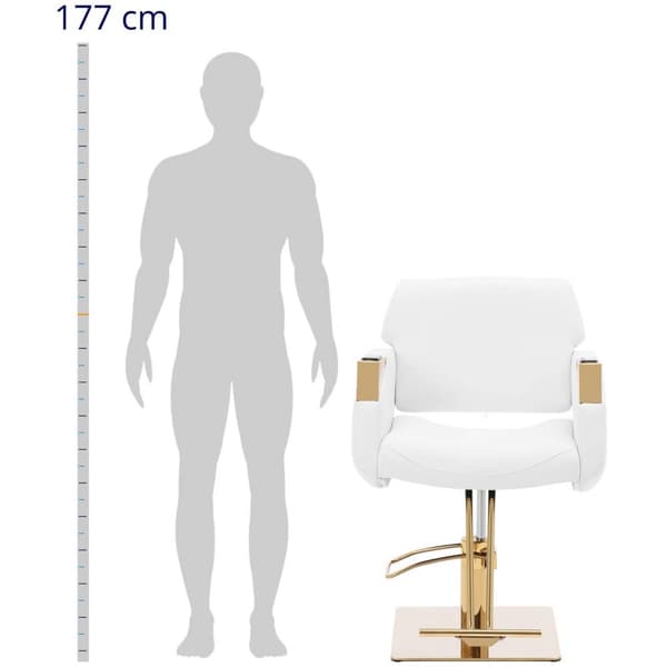 physa Frisörstol med fotstöd - 880–1030 mm - 200 kg - Vit / Guldfärgad