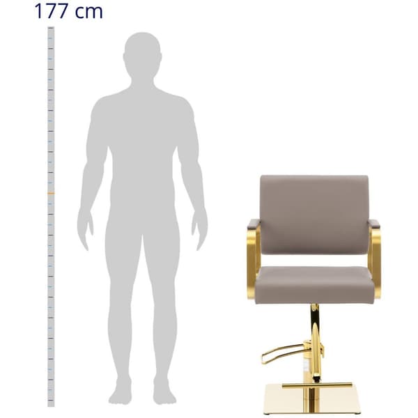 physa Frisörstol med fotstöd - 900–1050 mm - 200 kg - Beige / guldfärgad