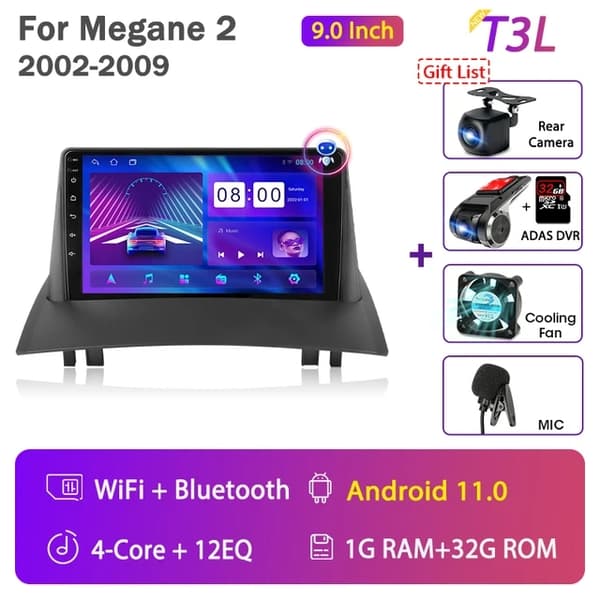 Bilradio, Android 12, Carplay, T3L max-fan-cam