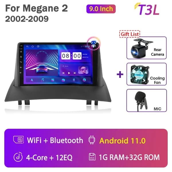 Bilradio, Android 12, Carplay, T3L max-fan-cam